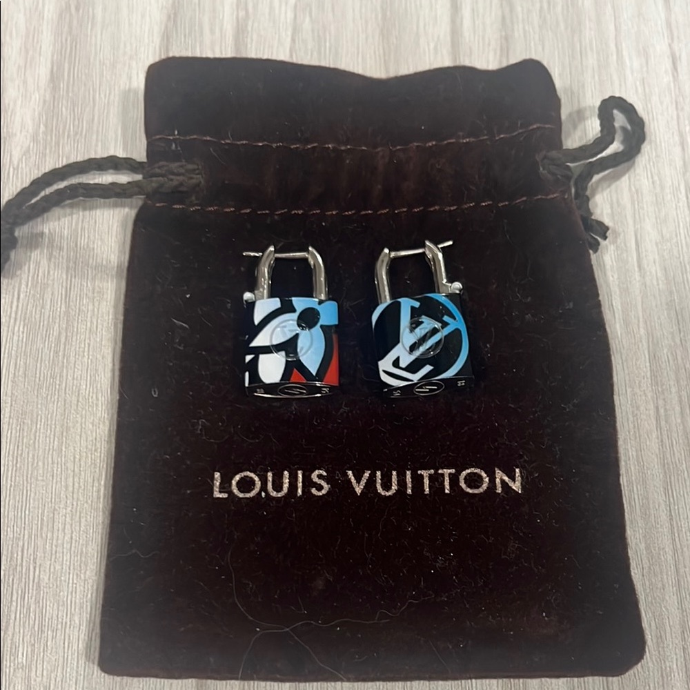 Louis Vuitton Black and Blue Earrings